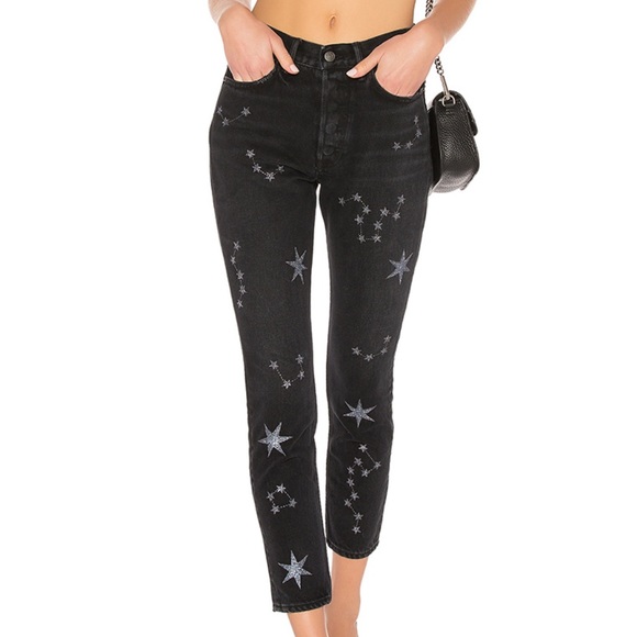 black jeans with embroidery